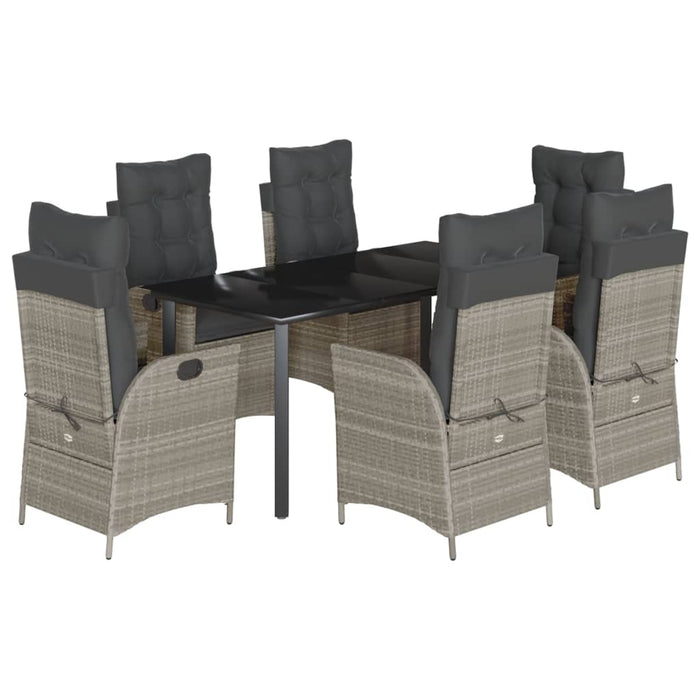 Set mobilier de grădină cu perne, 7 piese gri deschis poliratan WALTI