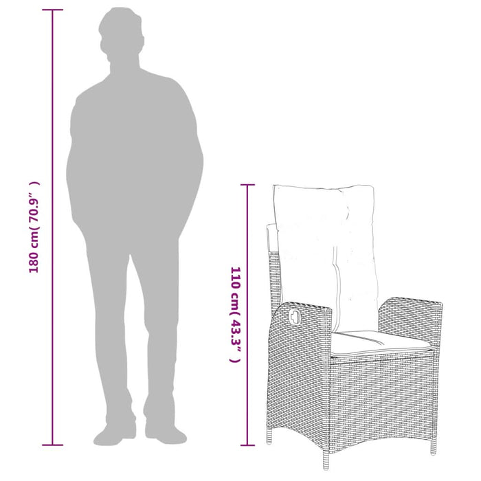 Set mobilier grădină cu perne, 9 piese, gri deschis, poliratan - WALTI WALTI