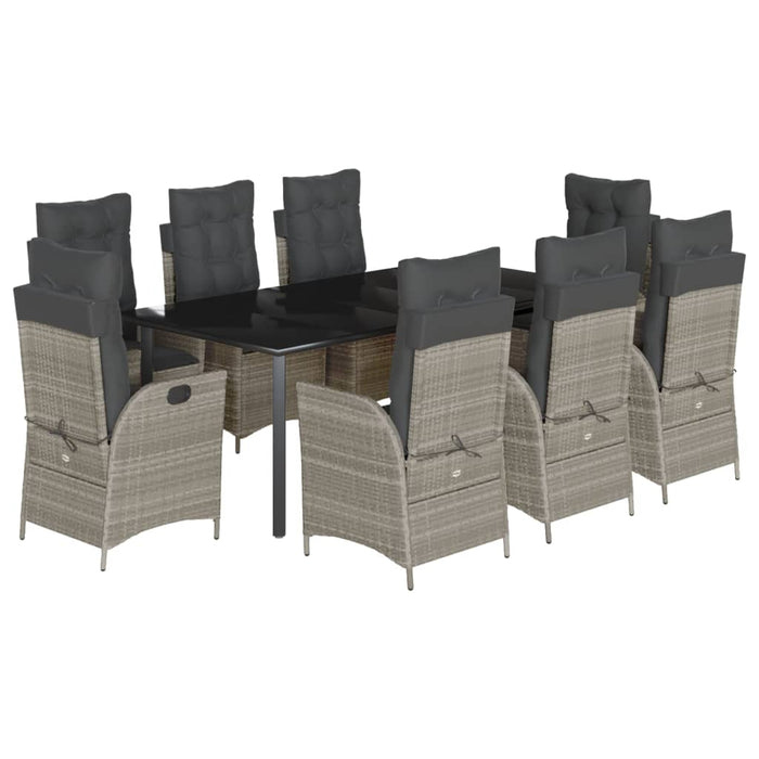 Set mobilier grădină cu perne, 9 piese, gri deschis, poliratan - WALTI WALTI