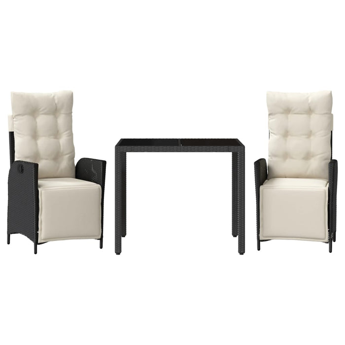 Set mobilier de grădină cu perne, 3 piese, negru, poliratan - WALTI WALTI