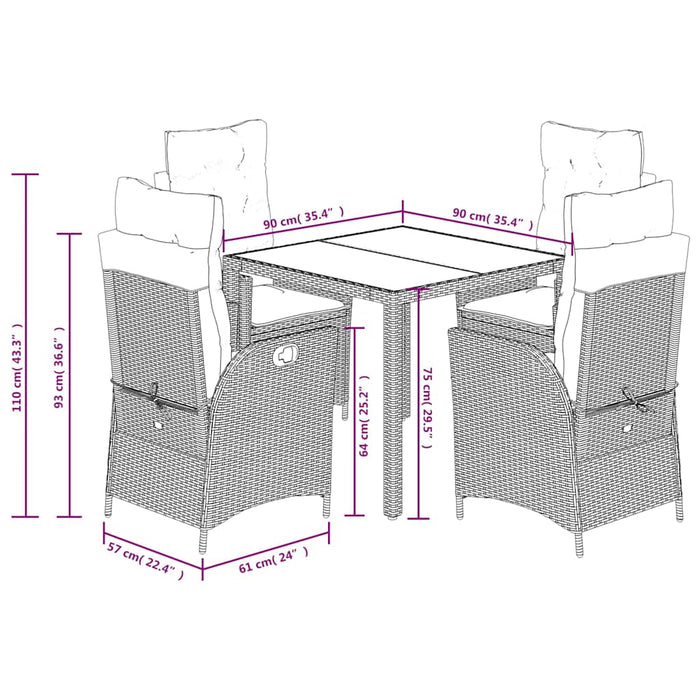 Set mobilier de grădină cu perne, 5 piese, negru, poliratan - WALTI WALTI
