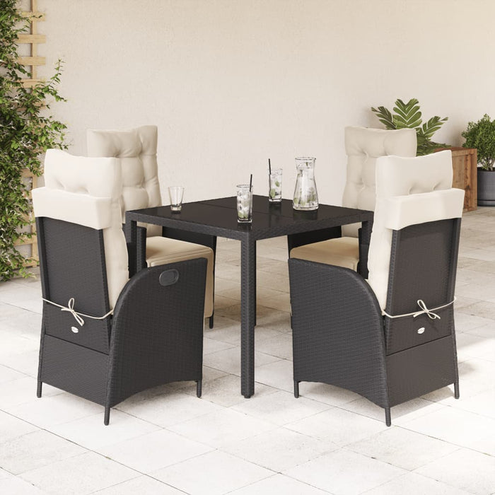 Set mobilier de grădină cu perne, 5 piese, negru, poliratan - WALTI WALTI