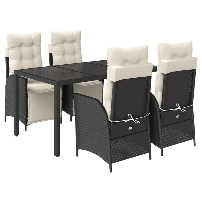 Set mobilier de grădină cu perne, 5 piese, negru, poliratan - WALTI WALTI