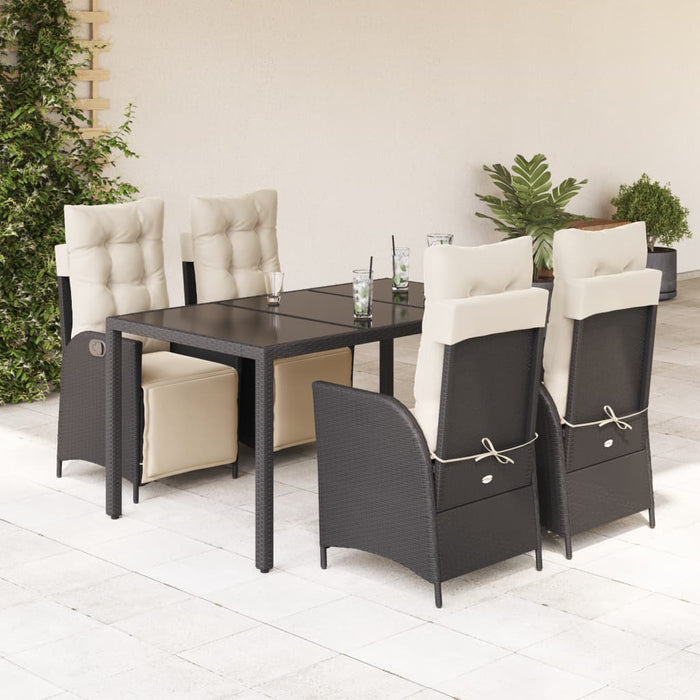 Set mobilier de grădină cu perne, 5 piese, negru, poliratan - WALTI WALTI