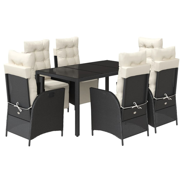 Set mobilier de grădină cu perne, 7 piese, negru, poliratan WALTI