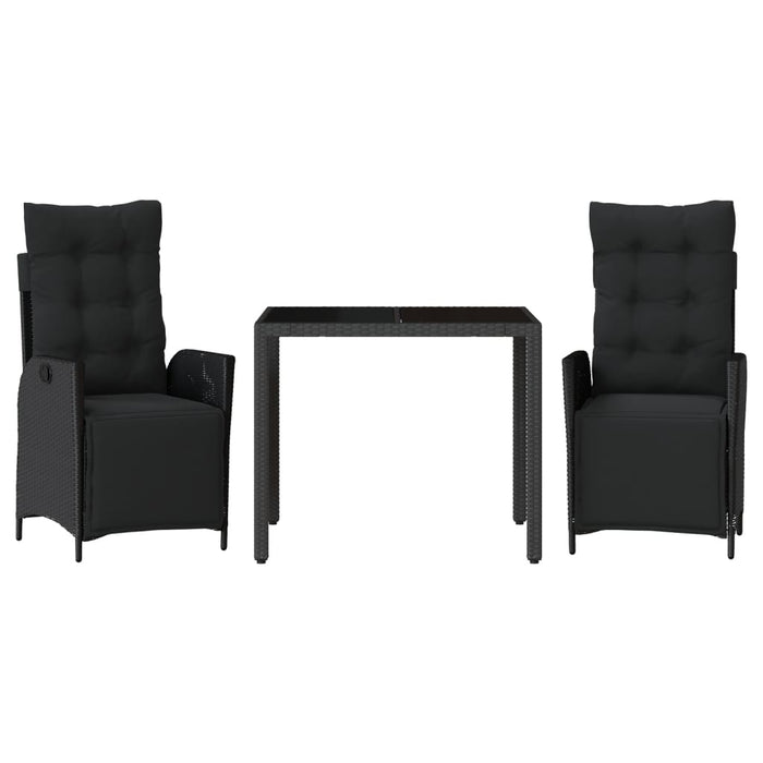 Set mobilier de grădină cu perne, 3 piese, negru, poliratan - WALTI WALTI