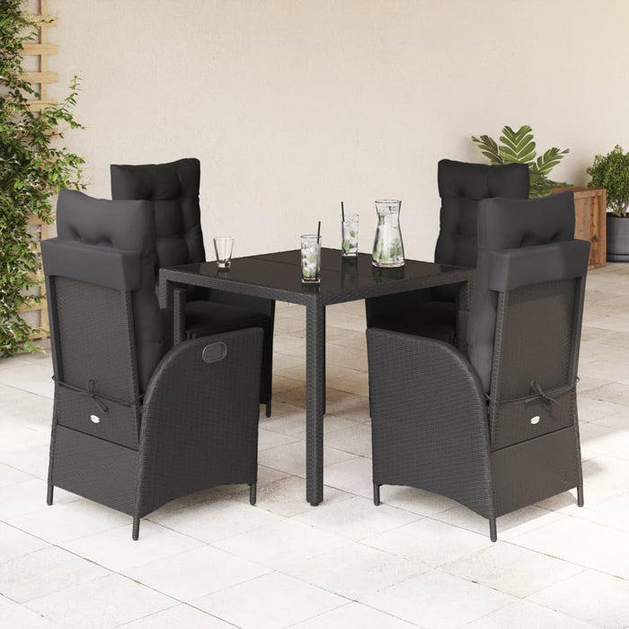 Set mobilier de grădină cu perne, 5 piese, negru, poliratan - WALTI WALTI
