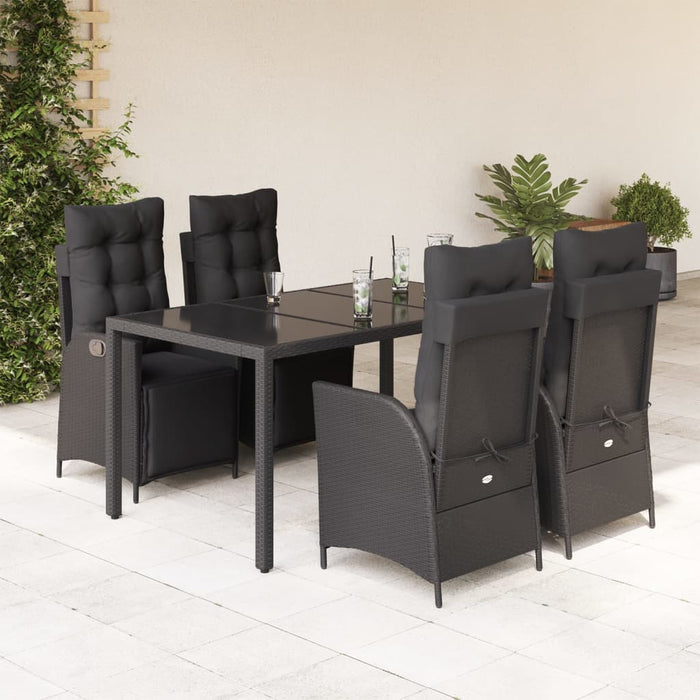 Set mobilier de grădină cu perne, 5 piese, negru, poliratan - WALTI WALTI