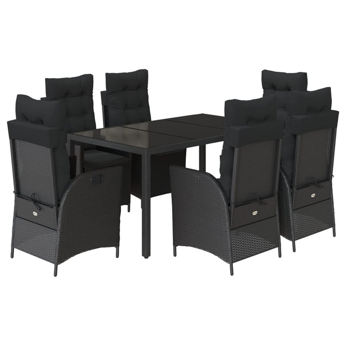 Set mobilier de grădină cu perne, 7 piese, negru, poliratan - WALTI WALTI