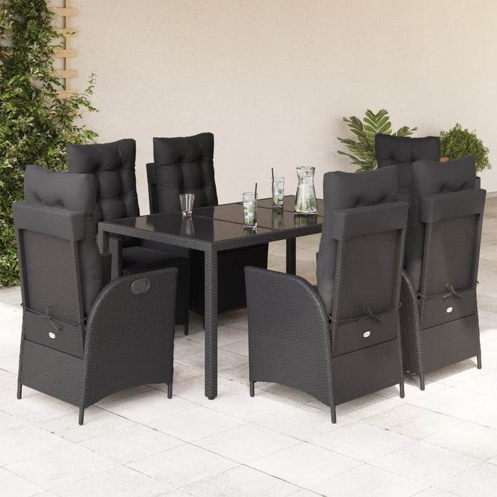 Set mobilier de grădină cu perne, 7 piese, negru, poliratan - WALTI WALTI