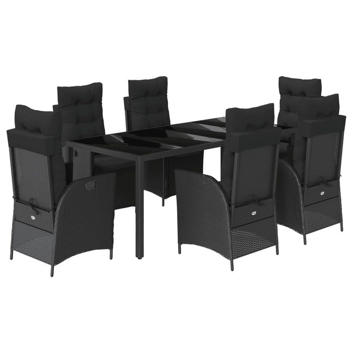 Set mobilier de grădină cu perne, 7 piese, negru, poliratan WALTI