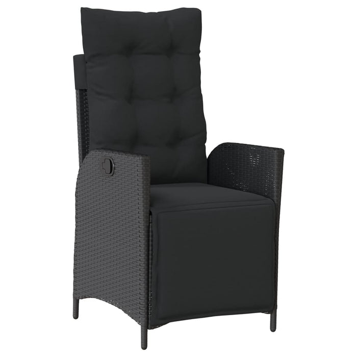 Set mobilier de grădină cu perne, 7 piese, negru, poliratan WALTI