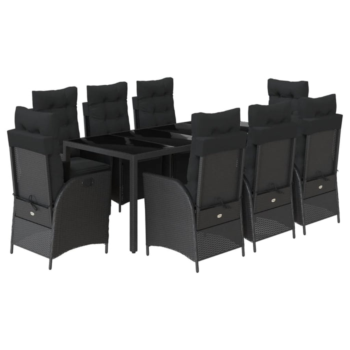Set mobilier de grădină cu perne, 9 piese, negru, poliratan - WALTI WALTI