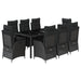 Set mobilier de grădină cu perne, 9 piese, negru, poliratan - WALTI WALTI