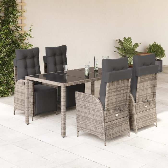 Set mobilier de grădină cu perne, 5 piese, gri, poliratan - WALTI WALTI