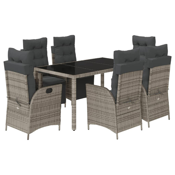 Set mobilier de grădină cu perne, 7 piese, gri, poliratan - WALTI WALTI