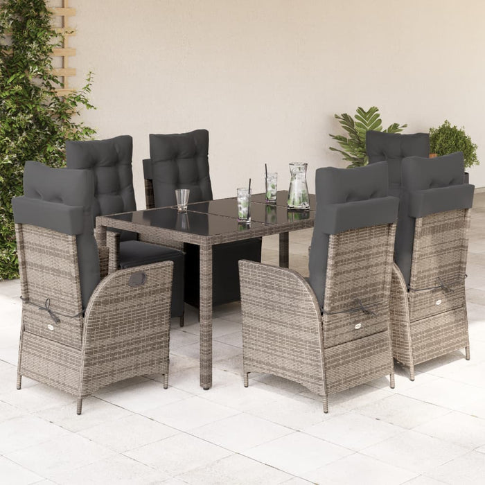 Set mobilier de grădină cu perne, 7 piese, gri, poliratan - WALTI WALTI