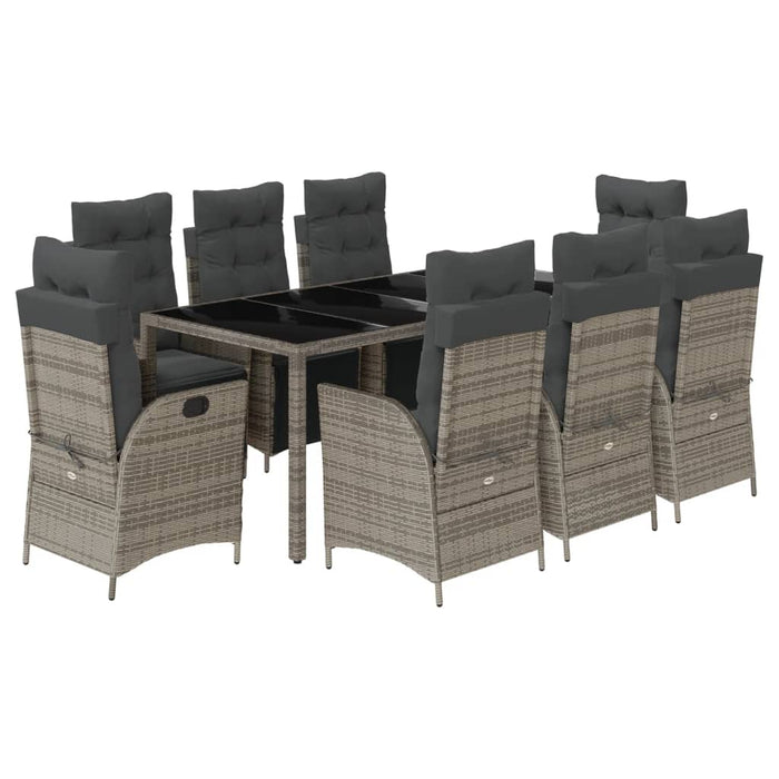 Set mobilier grădină cu perne, 9 piese, gri, poliratan - WALTI WALTI
