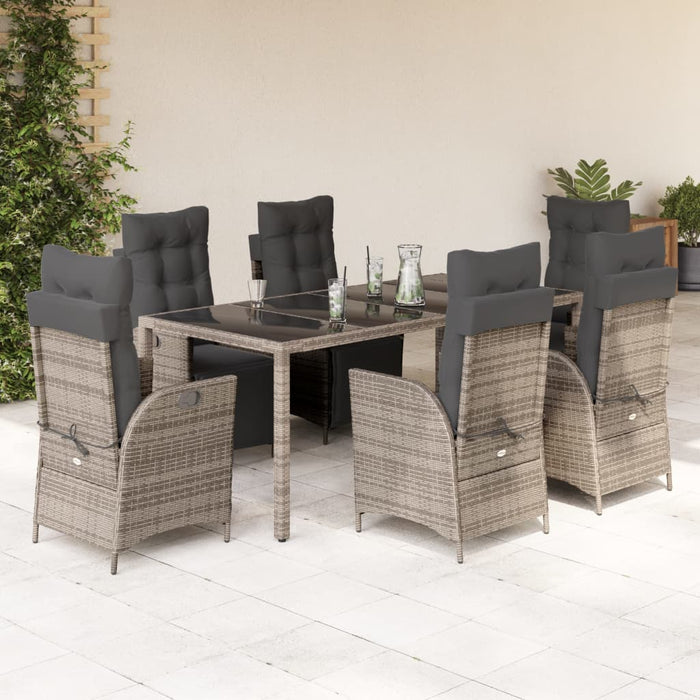 Set mobilier grădină cu perne, 9 piese, gri, poliratan - WALTI WALTI