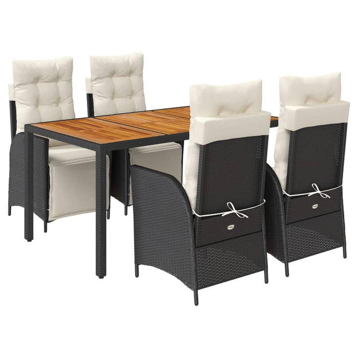 Set mobilier de grădină cu perne, 5 piese, negru, poliratan - WALTI WALTI