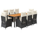 Set mobilier de grădină cu perne, 9 piese, negru, poliratan - WALTI WALTI