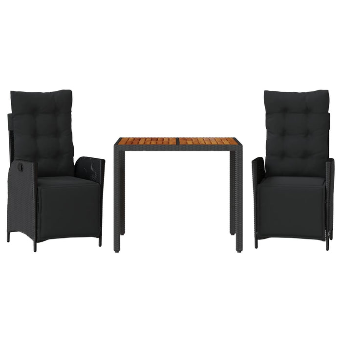 Set mobilier de grădină cu perne, 3 piese, negru, poliratan - WALTI WALTI
