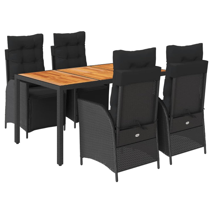 Set mobilier de grădină cu perne, 5 piese, negru, poliratan - WALTI WALTI