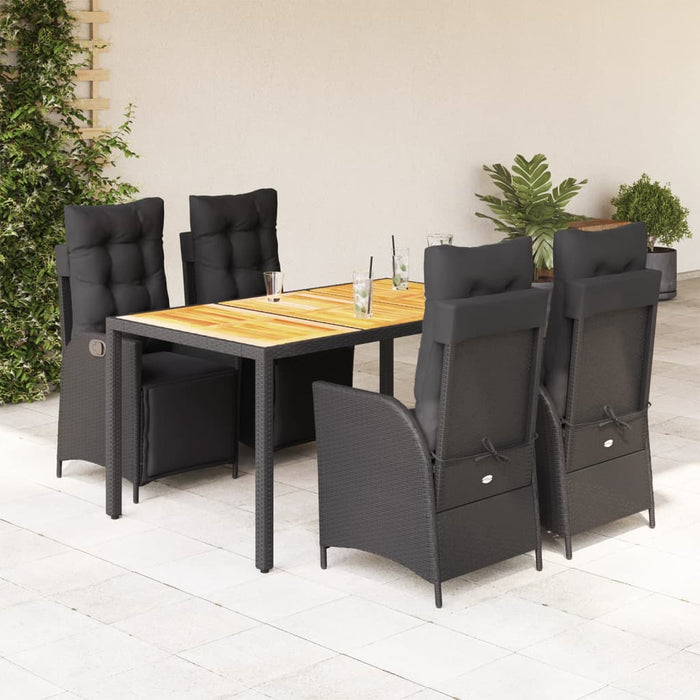 Set mobilier de grădină cu perne, 5 piese, negru, poliratan - WALTI WALTI
