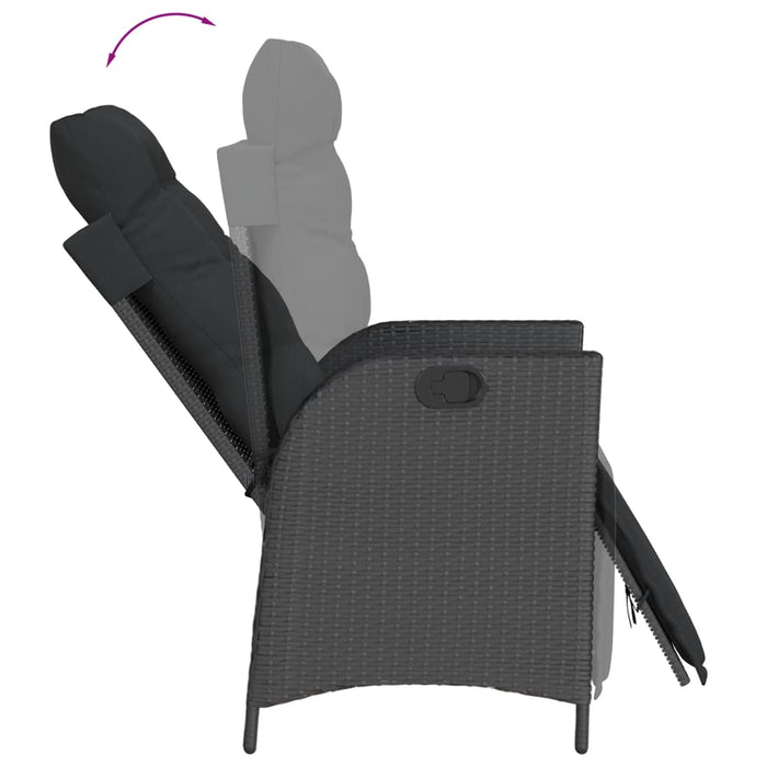 Set mobilier de grădină cu perne, 7 piese, negru, poliratan WALTI