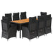 Set mobilier de grădină cu perne, 9 piese, negru, poliratan - WALTI WALTI