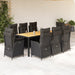 Set mobilier de grădină cu perne, 9 piese, negru, poliratan - WALTI WALTI
