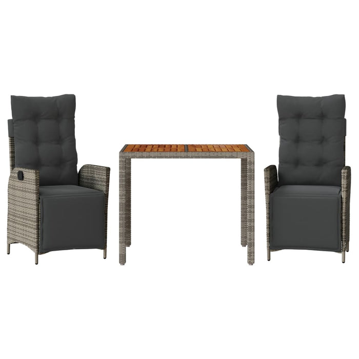 Set mobilier de grădină cu perne, 3 piese, gri, poliratan - WALTI WALTI