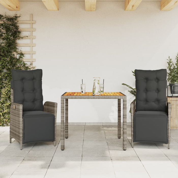 Set mobilier de grădină cu perne, 3 piese, gri, poliratan - WALTI WALTI