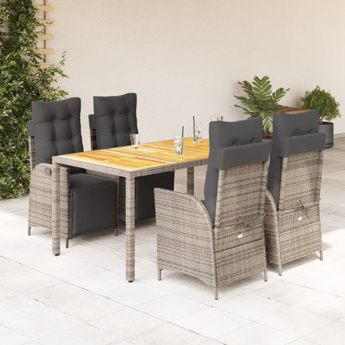 Set mobilier de grădină cu perne, 5 piese, gri, poliratan - WALTI WALTI