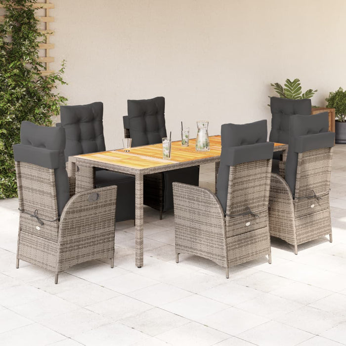 Set mobilier de grădină cu perne, 7 piese, gri, poliratan - WALTI WALTI