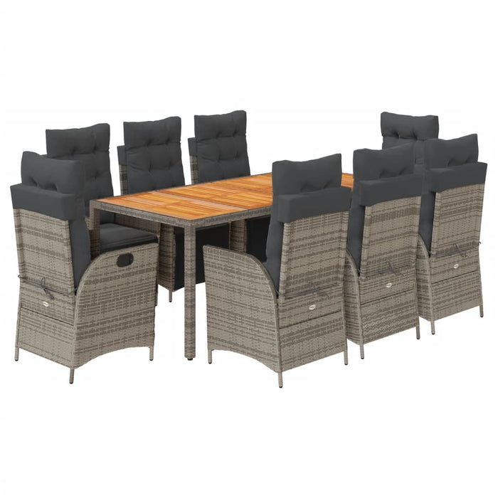 Set mobilier grădină cu perne, 9 piese, gri, poliratan - WALTI WALTI