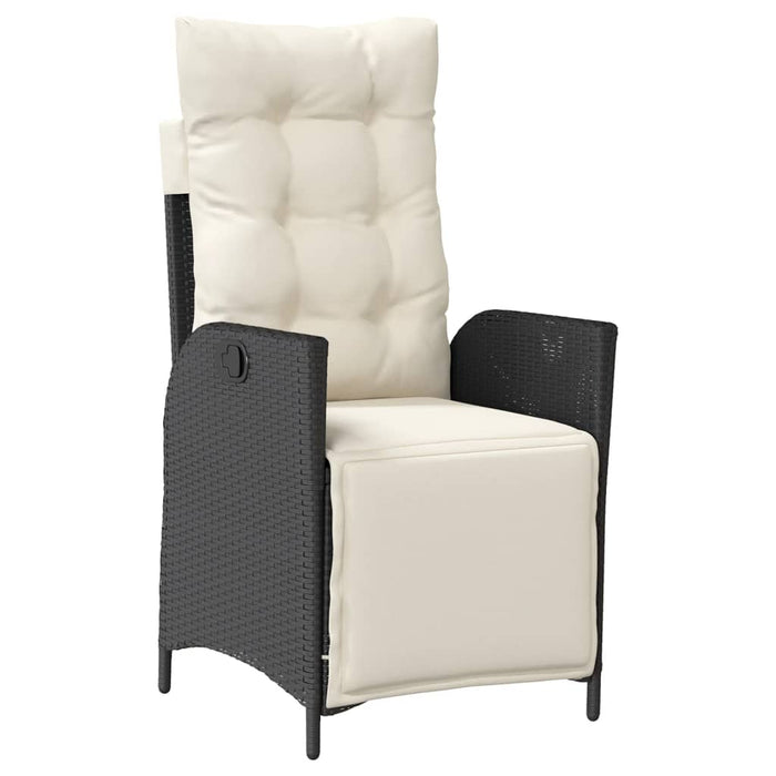 Set mobilier de grădină cu perne, 7 piese, negru, poliratan WALTI