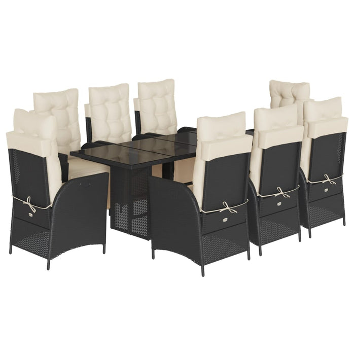 Set mobilier de grădină cu perne, 9 piese, negru, poliratan - WALTI WALTI