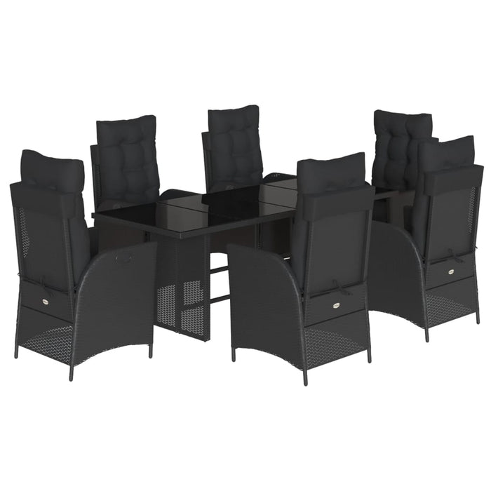 Set mobilier de grădină cu perne, 7 piese, negru, poliratan - WALTI WALTI