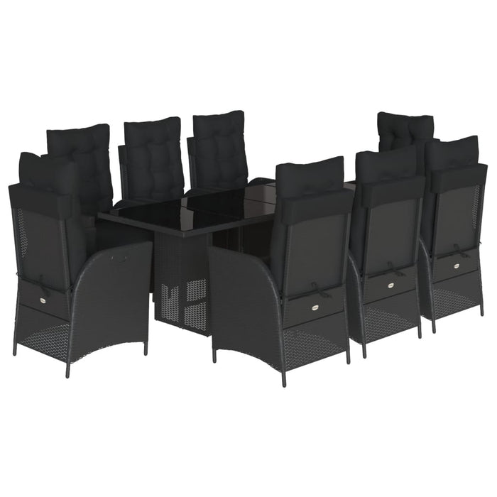 Set mobilier de grădină cu perne, 9 piese, negru, poliratan - WALTI WALTI