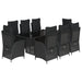 Set mobilier de grădină cu perne, 9 piese, negru, poliratan - WALTI WALTI