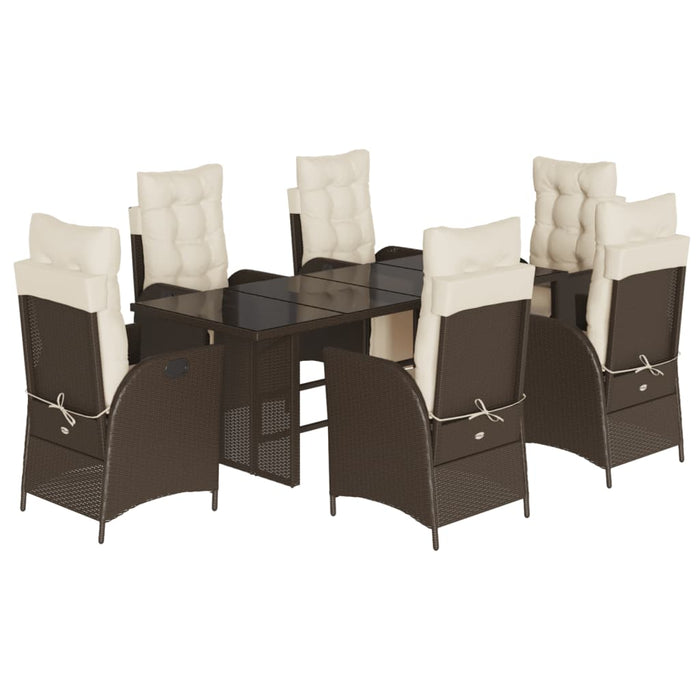 Set mobilier de grădină cu perne, 7 piese, maro, poliratan - WALTI WALTI