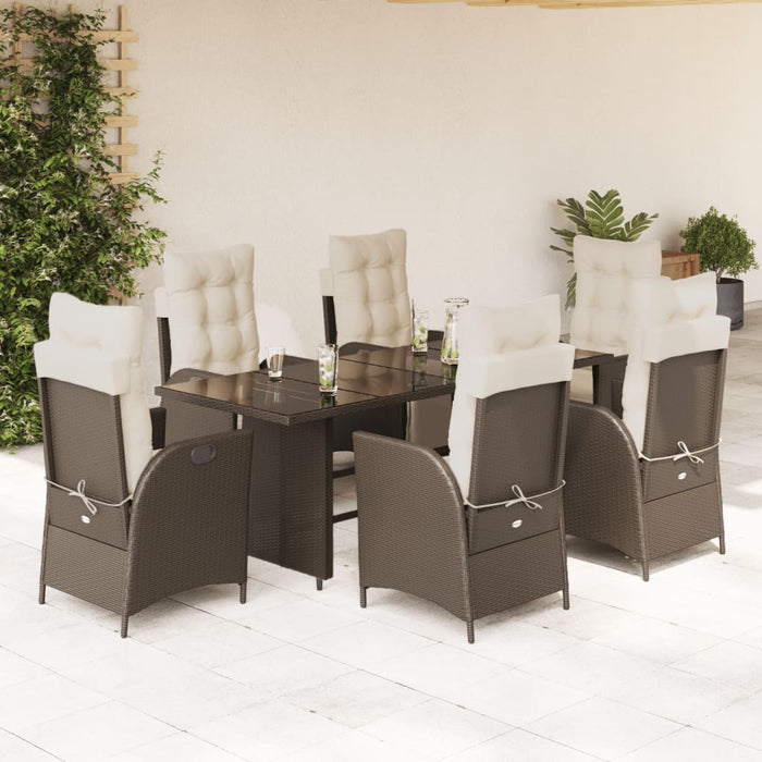 Set mobilier de grădină cu perne, 7 piese, maro, poliratan - WALTI WALTI