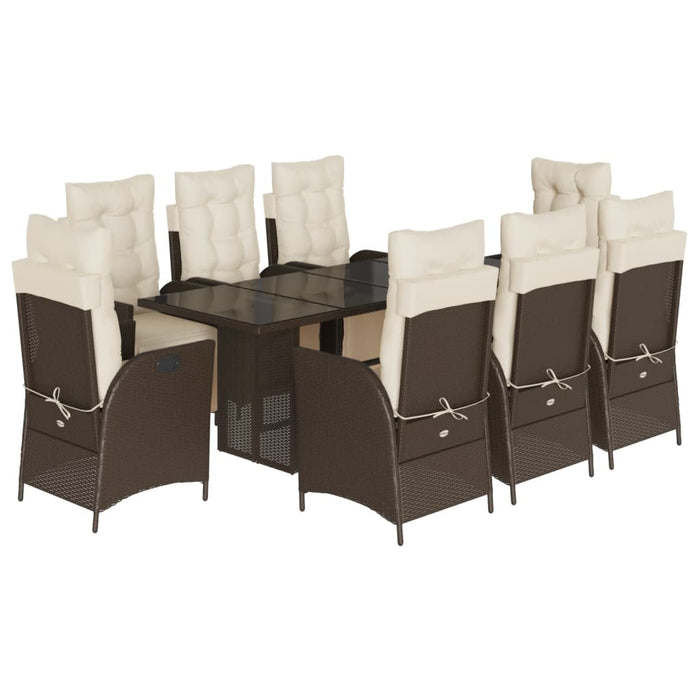 Set mobilier de grădină cu perne, 9 piese, maro, poliratan - WALTI WALTI