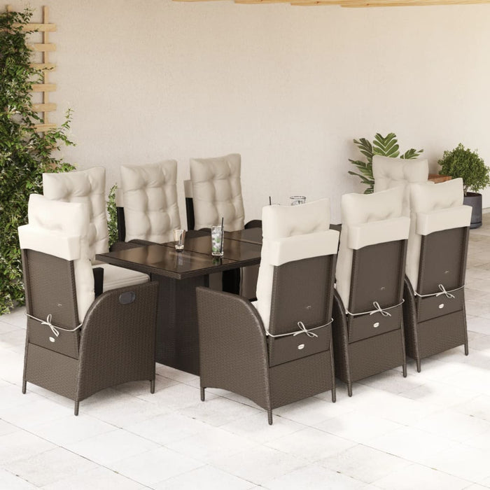 Set mobilier de grădină cu perne, 9 piese, maro, poliratan - WALTI WALTI