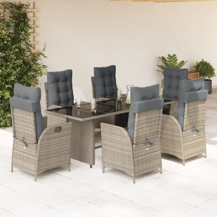 Set mobilier de grădină cu perne, 7 piese, gri, poliratan - WALTI WALTI