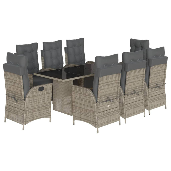 Set mobilier grădină cu perne, 9 piese, gri, poliratan - WALTI WALTI