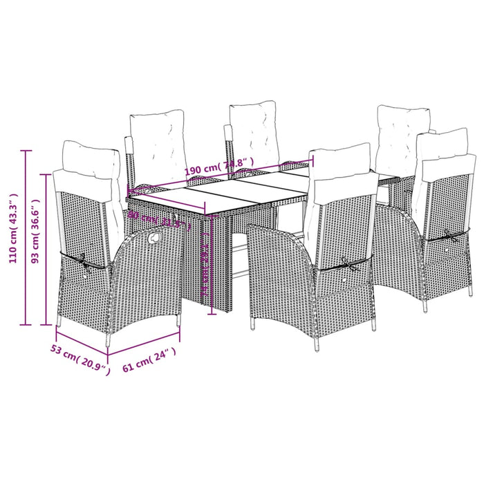 Set mobilier pentru grădină, 7 piese, cu perne, bej, poliratan - WALTI WALTI