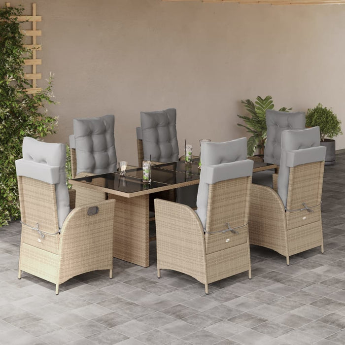 Set mobilier pentru grădină, 7 piese, cu perne, bej, poliratan - WALTI WALTI