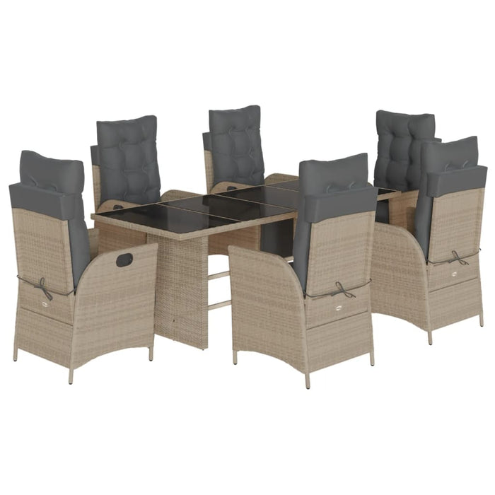 Set mobilier de grădină cu perne, 7 piese gri deschis poliratan - WALTI WALTI